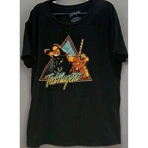 Vintage Style Ted Nugent Black Graphic TShirt Men’s Large 2015 Stipple Nuge Rock